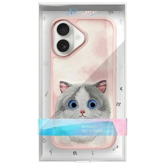 Калъф Nimmy Big Eyed Pet 2.0 Cat за iPhone 16 - розов