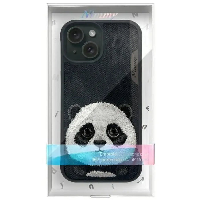 Калъф Nimmy Big Eyed Pet 2.0 Panda за iPhone 15 - черен