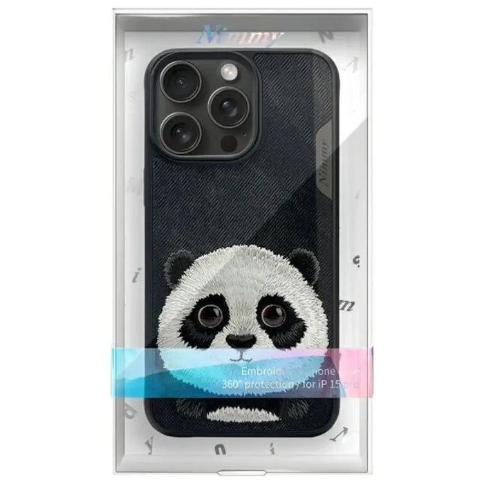 Калъф Nimmy Big Eyed Pet 2.0 Panda за iPhone 15 Pro - черен