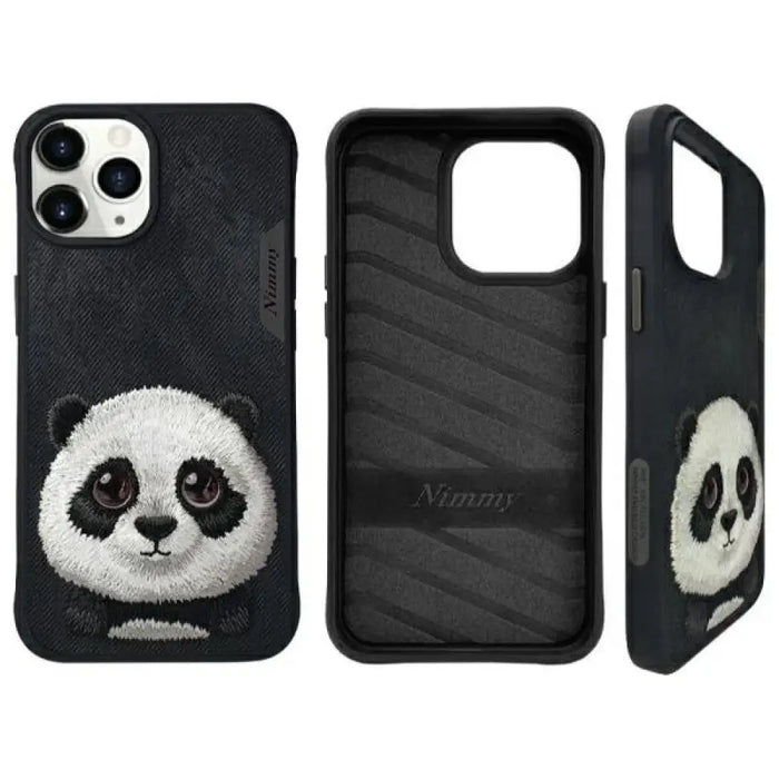 Калъф Nimmy Big Eyed Pet 2.0 Panda за iPhone 15 Pro - черен