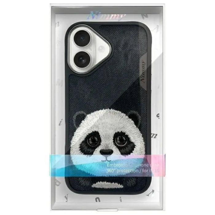 Калъф Nimmy Big Eyed Pet 2.0 Panda за iPhone 16 - черен