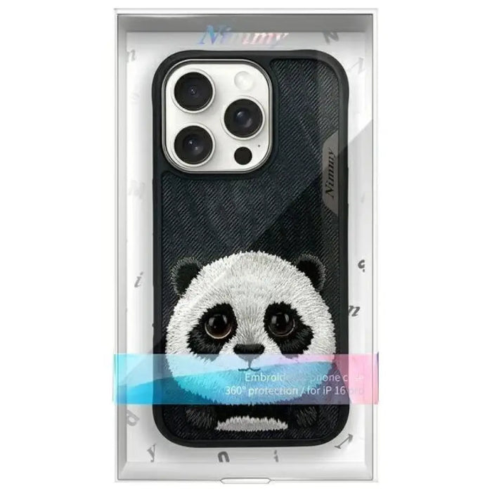 Калъф Nimmy Big Eyed Pet 2.0 Panda за iPhone 16 Pro - черен