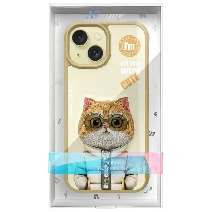 Калъф Nimmy Cool&Cute 2.0 Cat за iPhone 15 - бежов