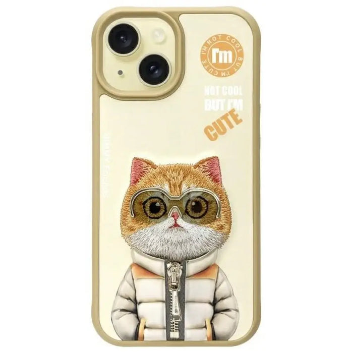 Калъф Nimmy Cool&Cute 2.0 Cat за iPhone 15 - бежов