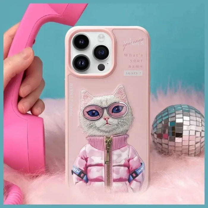 Калъф Nimmy Cool&Cute 2.0 Cat за iPhone 15 Pro - розов