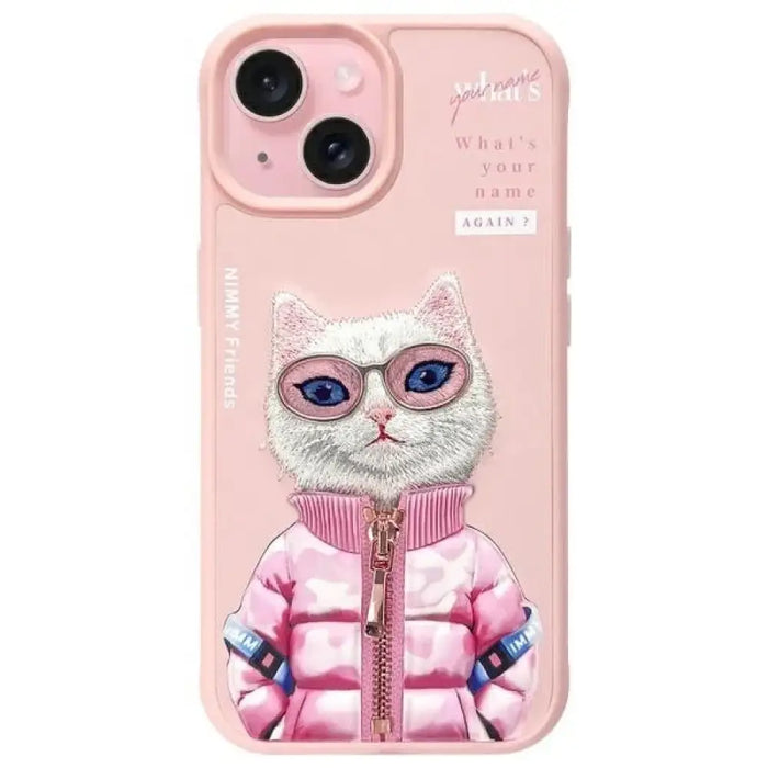 Калъф Nimmy Cool&Cute 2.0 Cat за iPhone 15 - розов