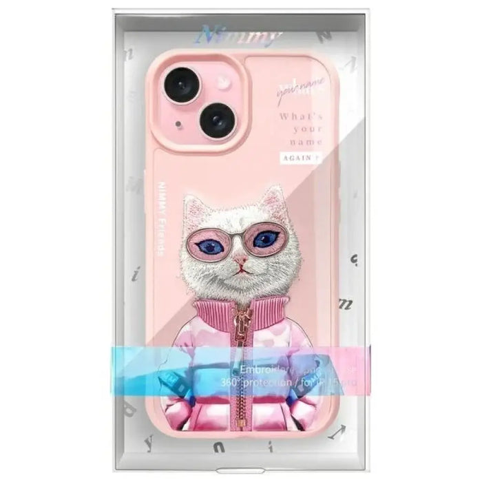 Калъф Nimmy Cool&Cute 2.0 Cat за iPhone 15 - розов