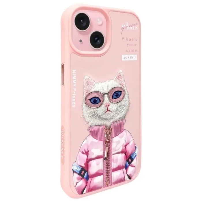 Калъф Nimmy Cool&Cute 2.0 Cat за iPhone 15 - розов