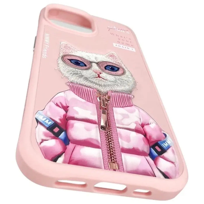 Калъф Nimmy Cool&Cute 2.0 Cat за iPhone 15 - розов