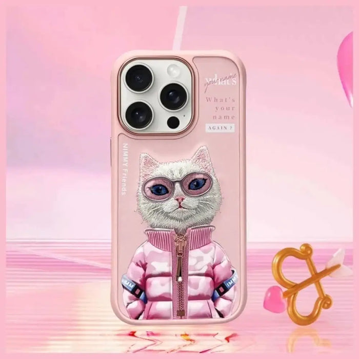 Калъф Nimmy Cool&Cute 2.0 Cat за iPhone 16 Pro Max - розов