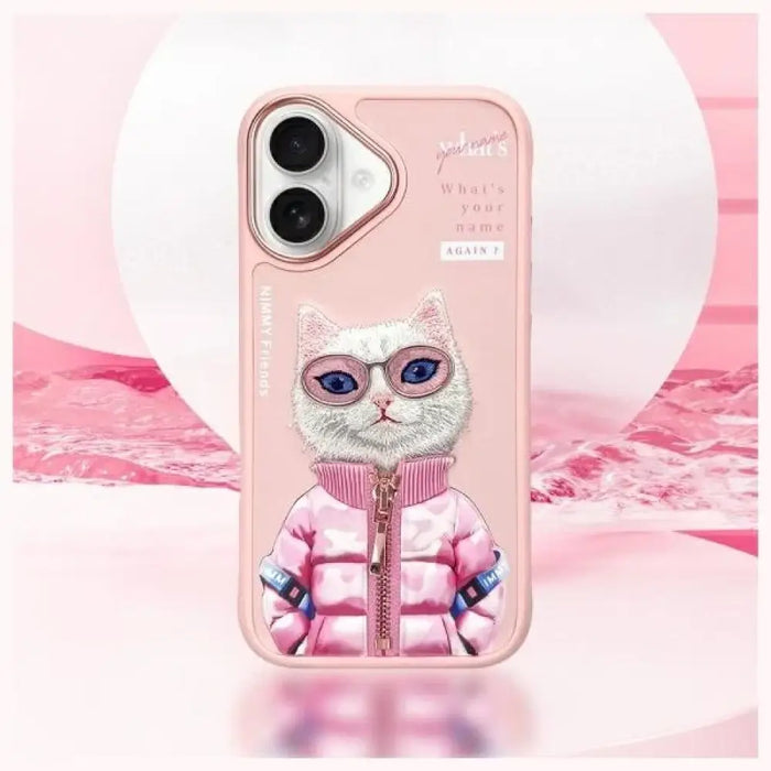 Калъф Nimmy Cool&Cute 2.0 Cat за iPhone 16 - розов