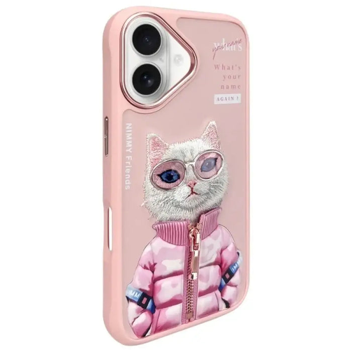 Калъф Nimmy Cool&Cute 2.0 Cat за iPhone 16 - розов