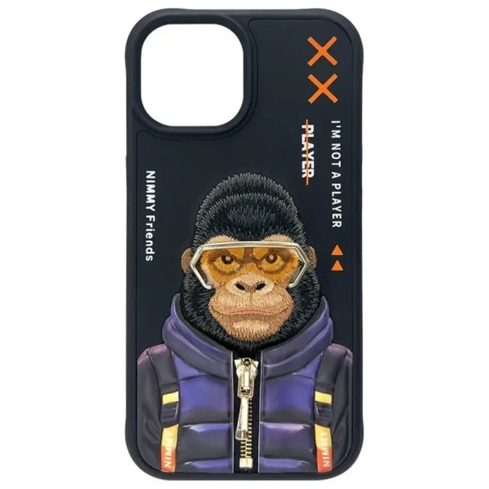 Калъф Nimmy Cool&Cute 2.0 Monkey за iPhone 15 - черен