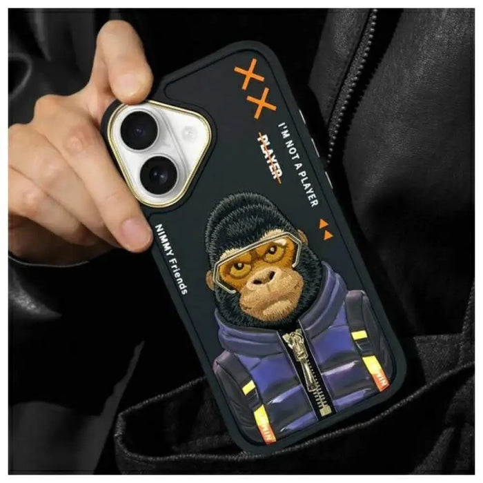 Калъф Nimmy Cool&Cute 2.0 Monkey за iPhone 16 - черен