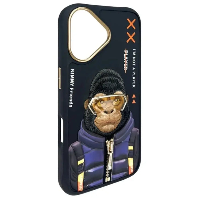 Калъф Nimmy Cool&Cute 2.0 Monkey за iPhone 16 - черен