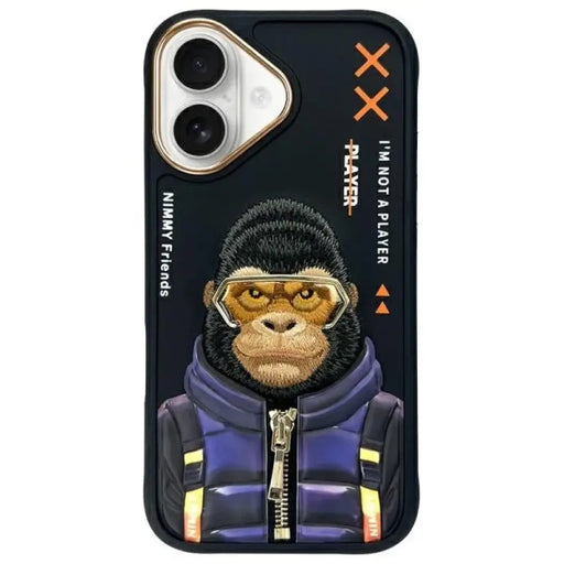 Калъф Nimmy Cool&Cute 2.0 Monkey за iPhone 16 - черен