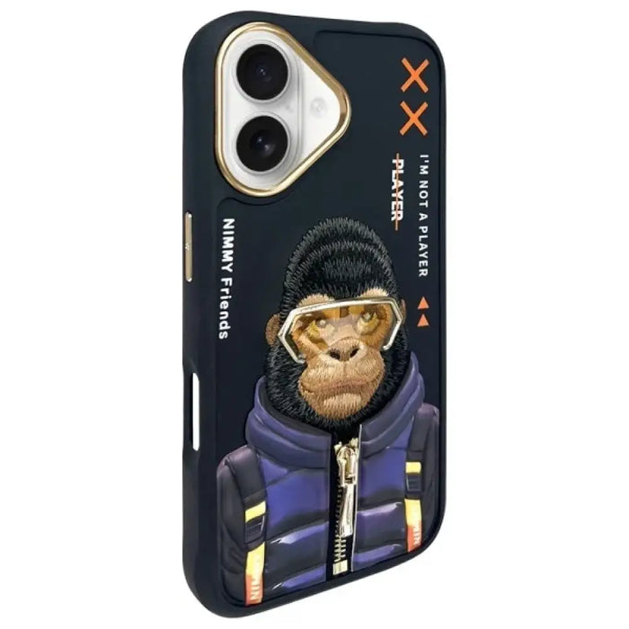 Калъф Nimmy Cool&Cute 2.0 Monkey за iPhone 16 - черен
