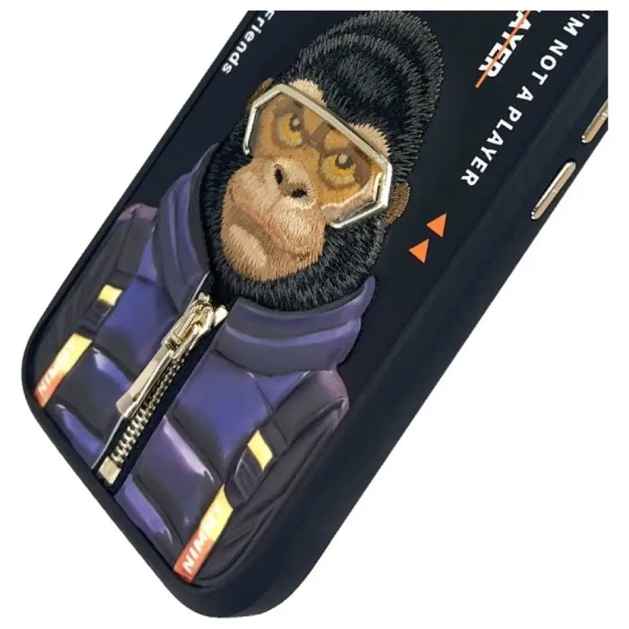 Калъф Nimmy Cool&Cute 2.0 Monkey за iPhone 16 - черен