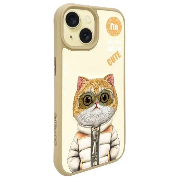 Калъф Nimmy Cool&Cute 2.0 Cat за iPhone 15 - бежов