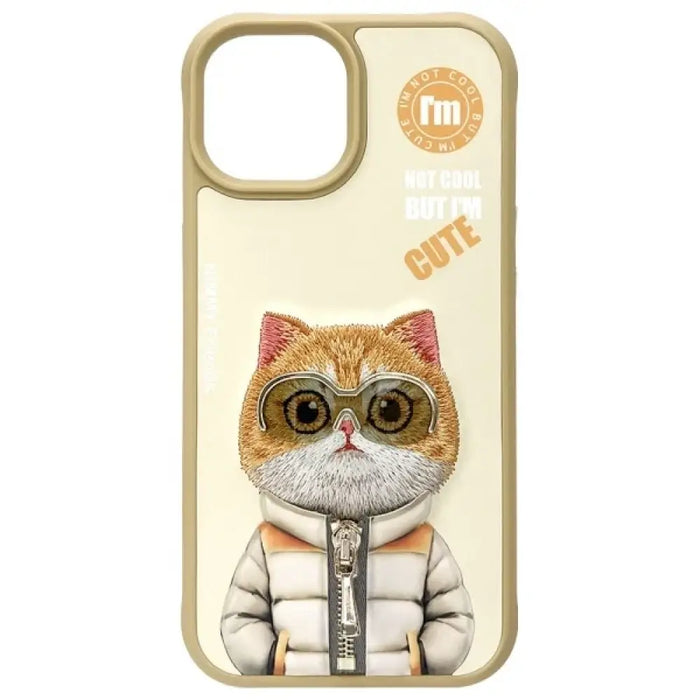 Калъф Nimmy Cool&Cute 2.0 Cat за iPhone 15 - бежов