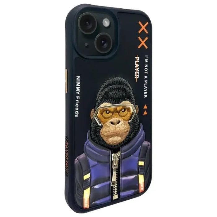 Калъф Nimmy Cool&Cute 2.0 Monkey за iPhone 15 - черен