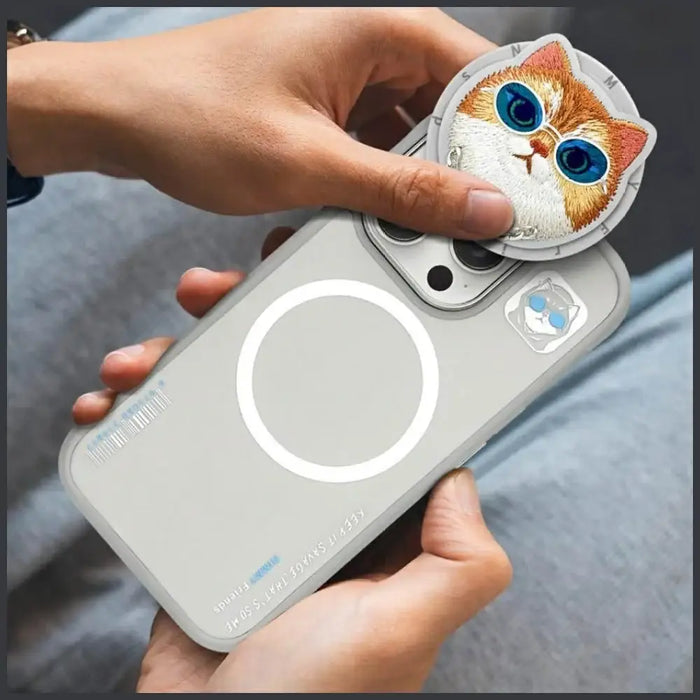Калъф Nimmy Glasses Cool Cat MagSafe за iPhone 16 Pro - сив