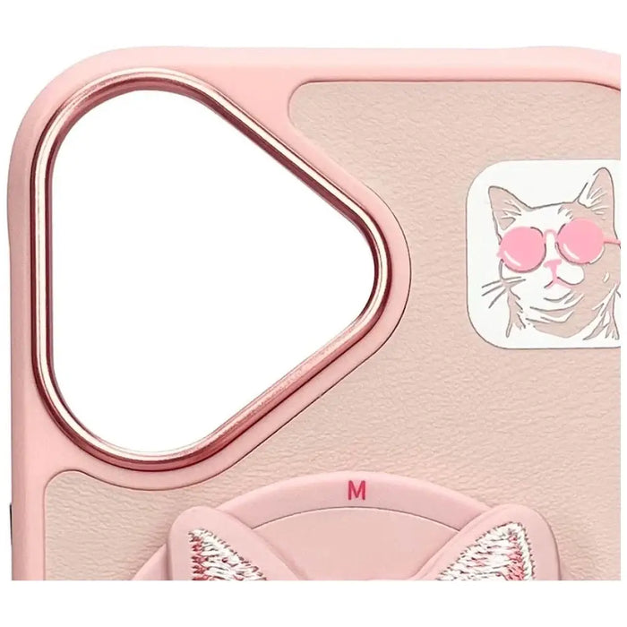 Калъф Nimmy Glasses Cool Cat MagSafe за iPhone 16 - розов