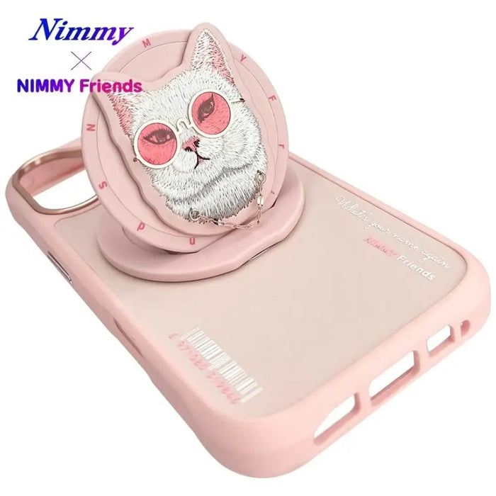 Калъф Nimmy Glasses Cool Cat MagSafe за iPhone 16 - розов