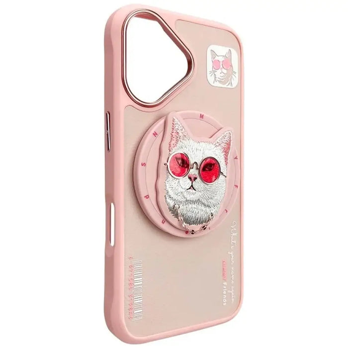 Калъф Nimmy Glasses Cool Cat MagSafe за iPhone 16 - розов