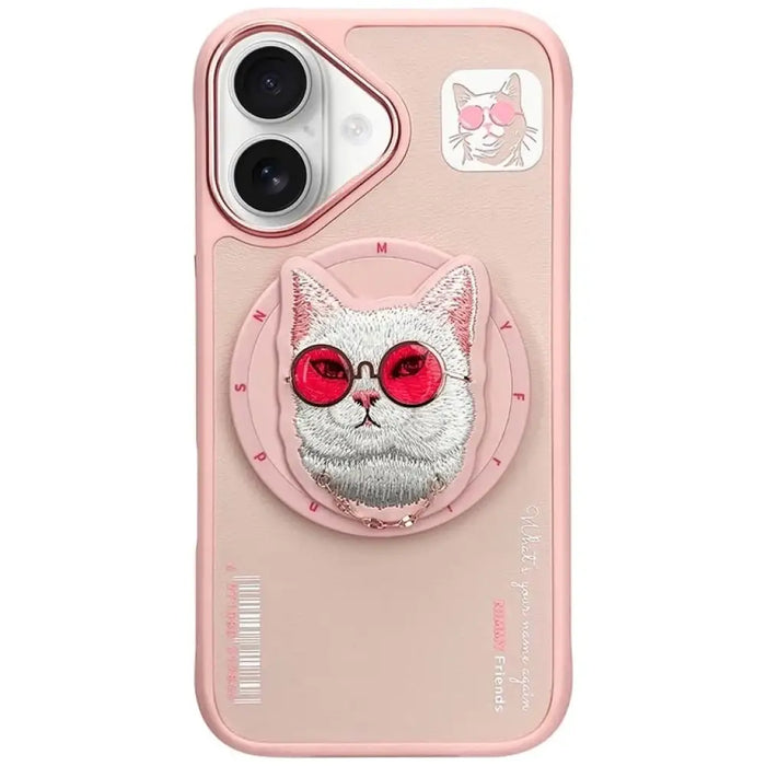 Калъф Nimmy Glasses Cool Cat MagSafe за iPhone 16 - розов