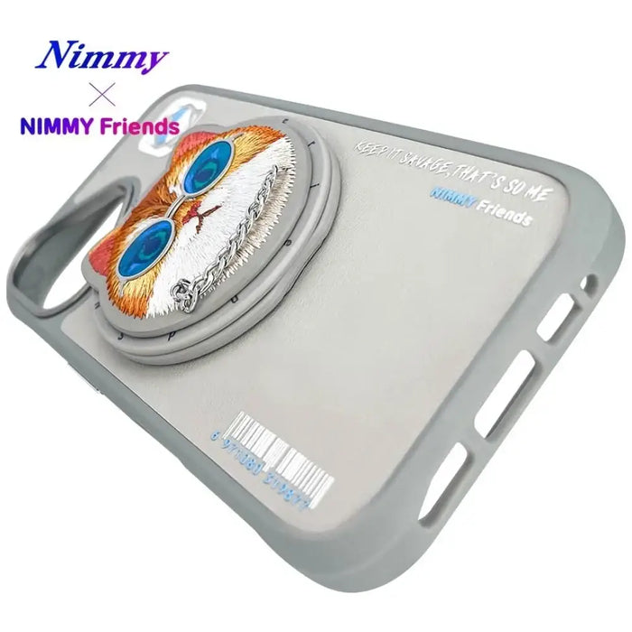 Калъф Nimmy Glasses Cool Cat MagSafe за iPhone 16 - сив