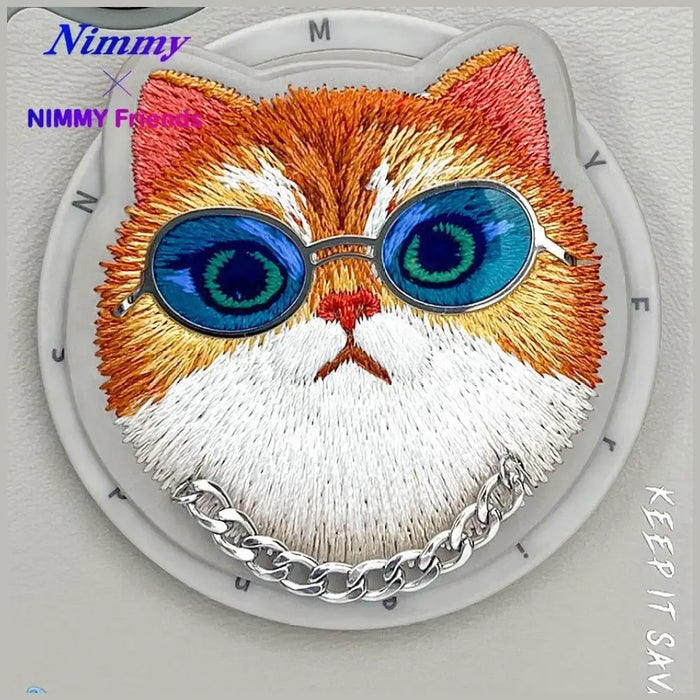 Калъф Nimmy Glasses Cool Cat MagSafe за iPhone 16 - сив