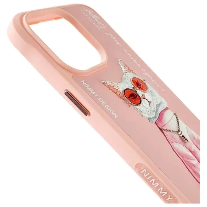 Калъф Nimmy Glasses Cool Cat за iPhone 15 Pro Max - розов