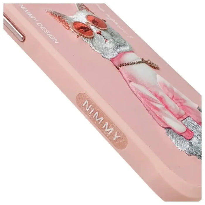 Калъф Nimmy Glasses Cool Cat за iPhone 15 Pro Max - розов