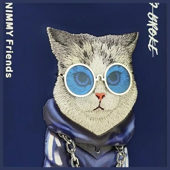 Калъф Nimmy Glasses Cool Cat за iPhone 15 Pro - син
