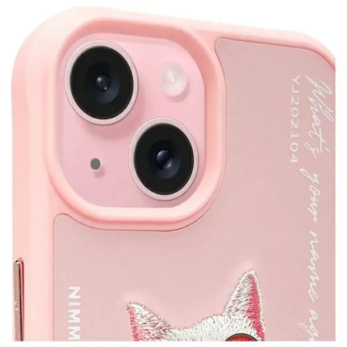 Калъф Nimmy Glasses Cool Cat за iPhone 15 - розов