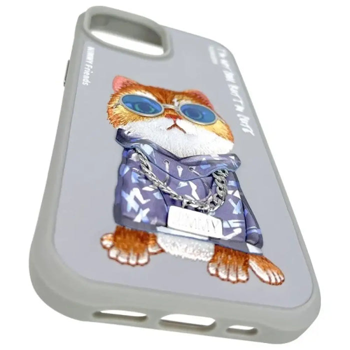 Калъф Nimmy Glasses Cool Cat за iPhone 15 - сив