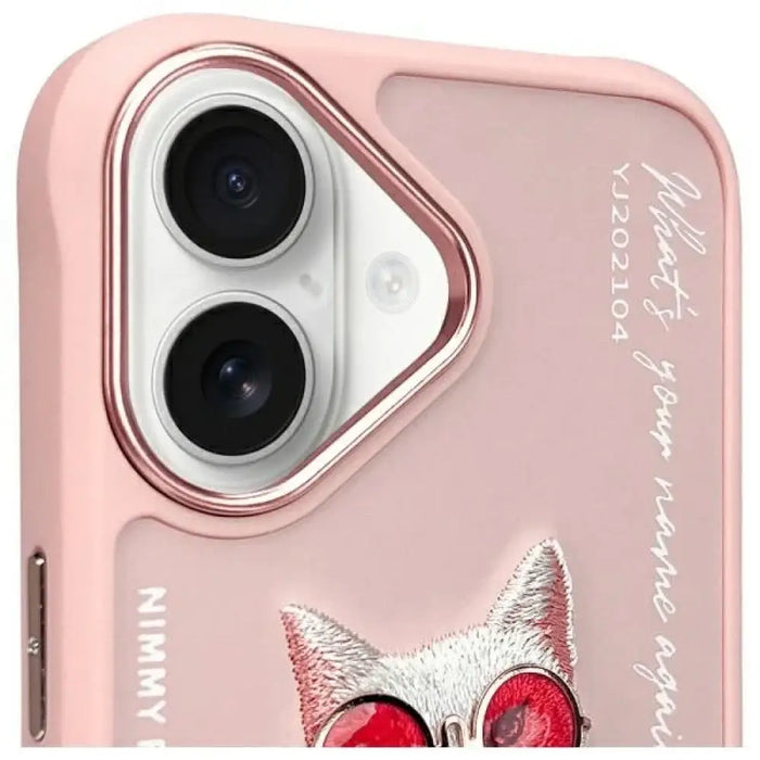 Калъф Nimmy Glasses Cool Cat за iPhone 16 - розов