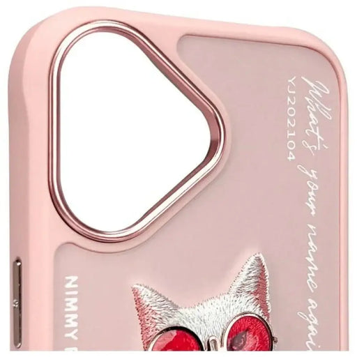 Калъф Nimmy Glasses Cool Cat за iPhone 16 - розов