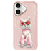 Калъф Nimmy Glasses Cool Cat за iPhone 16 - розов