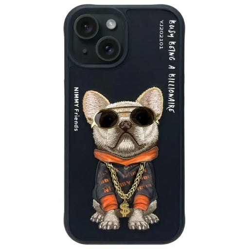 Калъф Nimmy Glasses Cool Dog за iPhone 15 - черен