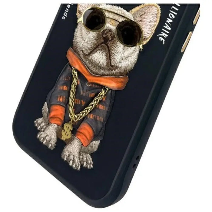 Калъф Nimmy Glasses Cool Dog за iPhone 15 - черен