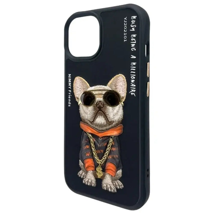 Калъф Nimmy Glasses Cool Dog за iPhone 15 - черен