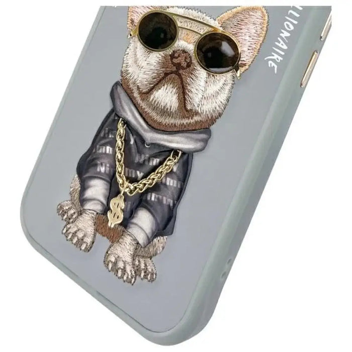 Калъф Nimmy Glasses Cool Dog за iPhone 15 - сив