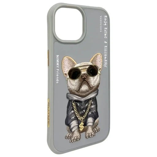 Калъф Nimmy Glasses Cool Dog за iPhone 15 - сив