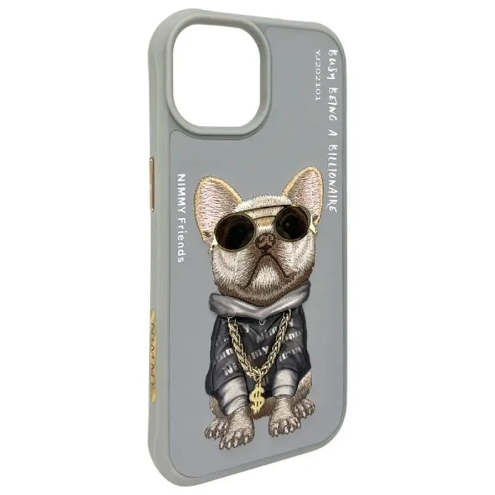 Калъф Nimmy Glasses Cool Dog за iPhone 15 - сив