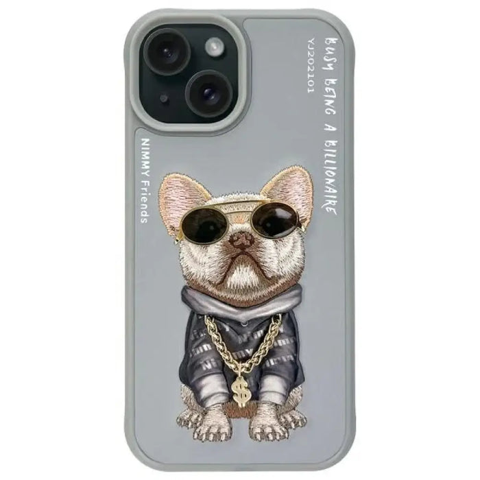 Калъф Nimmy Glasses Cool Dog за iPhone 15 - сив