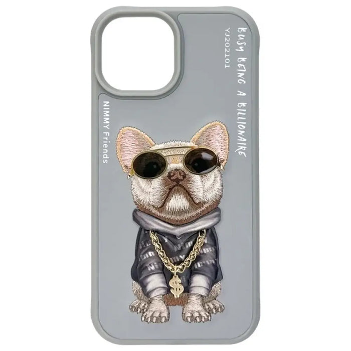 Калъф Nimmy Glasses Cool Dog за iPhone 15 - сив
