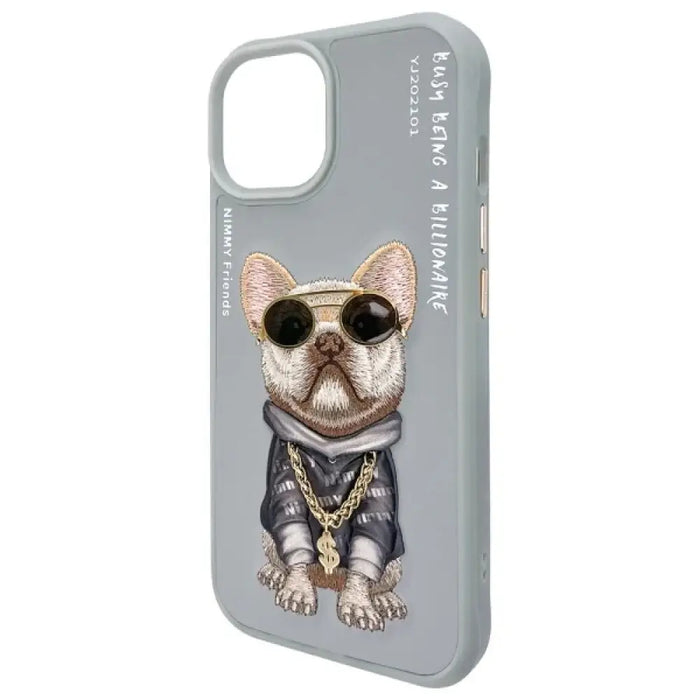 Калъф Nimmy Glasses Cool Dog за iPhone 15 - сив