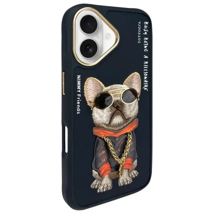 Калъф Nimmy Glasses Cool Dog за iPhone 16 - черен